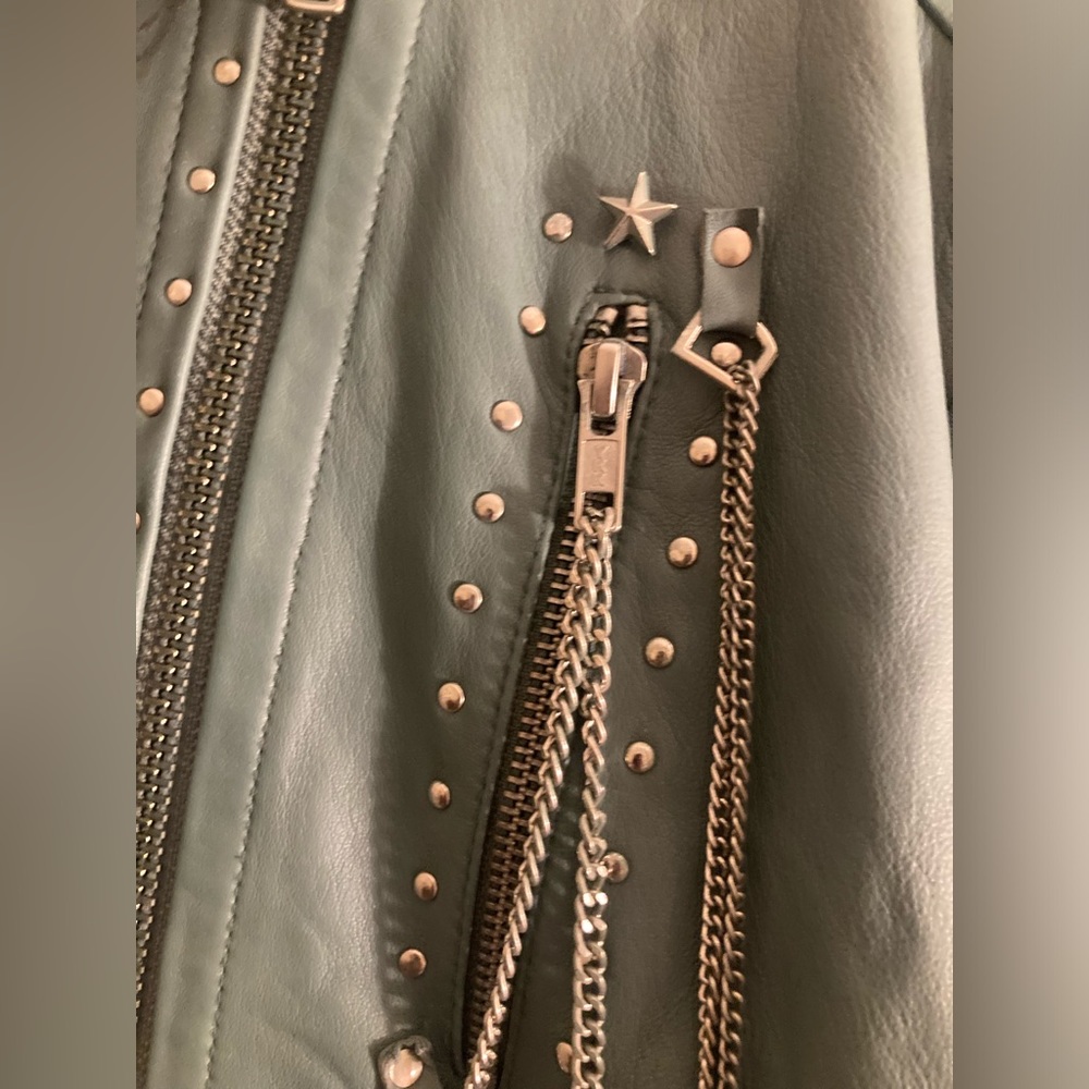 Free People x Branda Knight Chain Embellished Biker Jacket - Picture 7 of 16